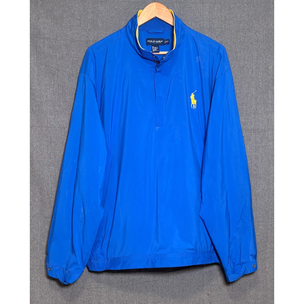Polo Golf Ralph Lauren Mens XL Blue Quarter Zip Windbreaker Jacket Big Pony